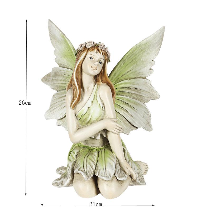 Gartenmädchen Blumenfee Harzstatue: Europäisches Kreatives Ornament für Haus-, Hof- oder Villendekoration.