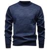 Autumn and Winter New Men's Fashionable Plaid Sweater Plus Velvet Thickened Casual Round Neck Warm