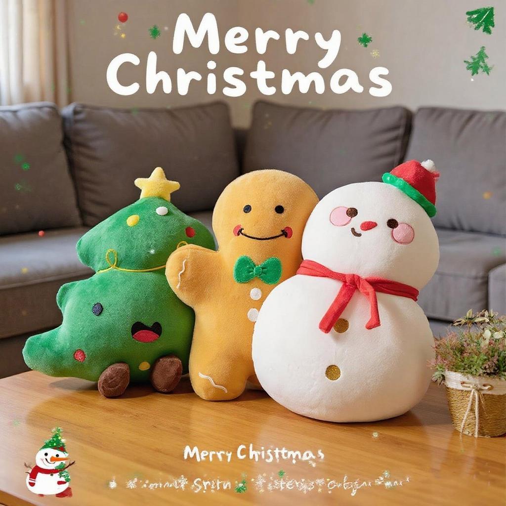 Cartoon Christmas Snowman Christmas Tree Pillow Gingerbread Doll Sofa Cushion Holiday Decoration