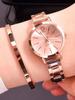 2 stuks Set Horloge Luxe Dames Eenvoudige Wijzerplaat Holle Band Mode Gouden Armband Quartz Polshorloge Student Dames Horloges Reloj Mujer