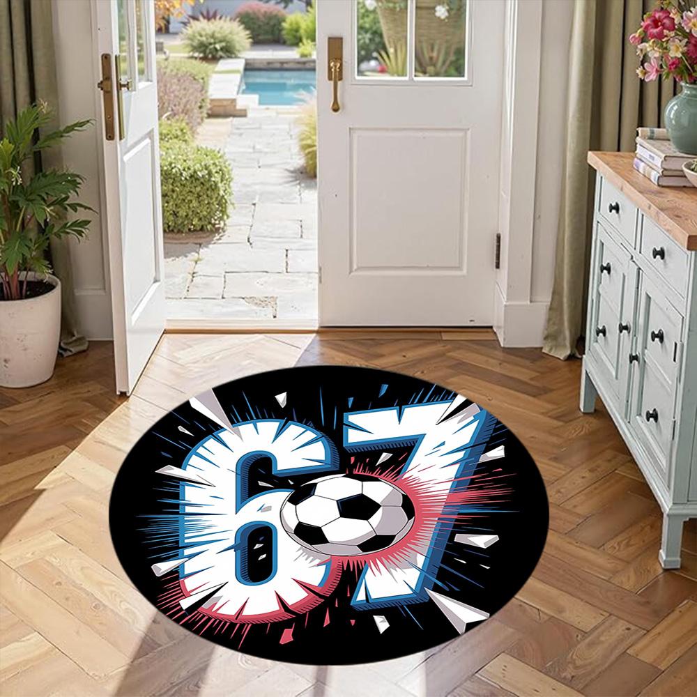 Tapis Rond Football Parfait pour Entrée Chambres Balcon Dortoir Tapis Rond Antidérapant Bureau Décoration Maison Cadeau Spirituel