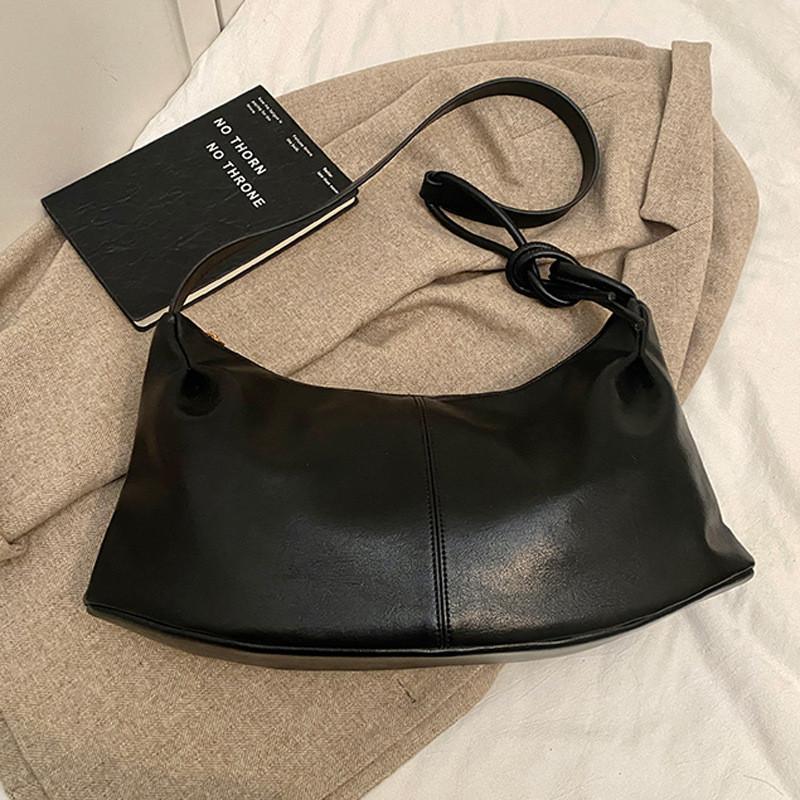 Ielgy Soft Leather Retro Large-Capacity Bag Autumn Winter All-Match Commuter Cross-Body Dumpling Bag