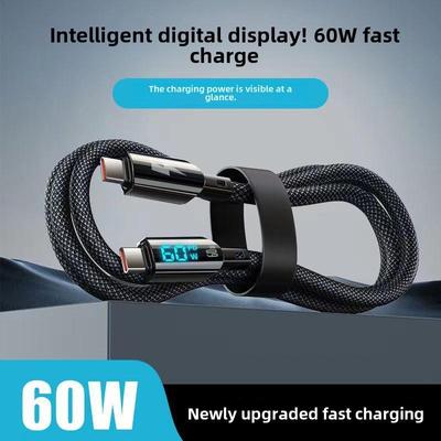 100W Dijital Ekranlı Veri Kablosu, Çift Type-C - USB, Apple 27W Hızlı Şarj ile Uyumlu, Cep Telefonu Aksesuarı
