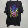 A-Lab Xl Black Tee Shirt Neon Magic Mushrooms Wizard Skater Streetwear Trippy Unisex T-Shirt