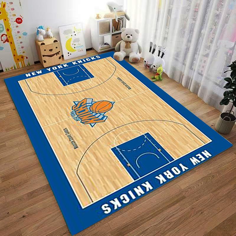 New York Knicks Basketball Court Design Carpet, Sports Team Theme Decor Suitable for Use As an Anti-slip for Living Room Bedroom Sofas