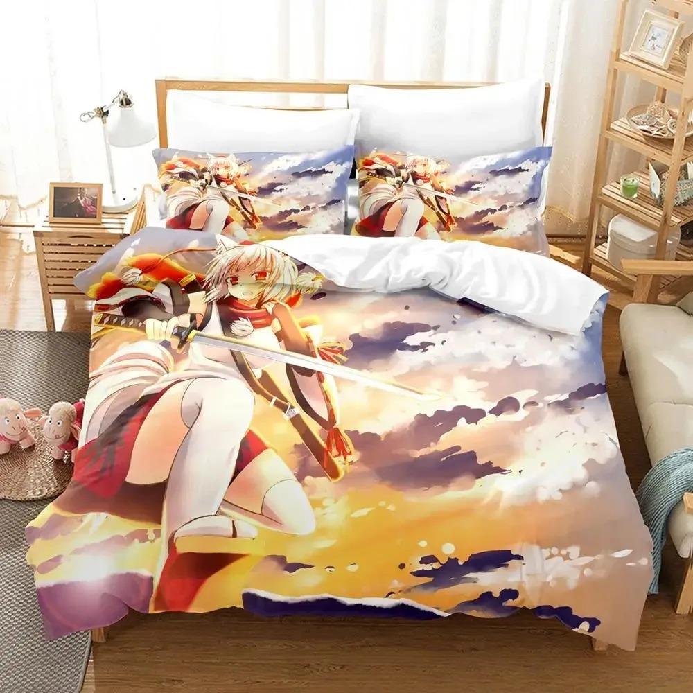 Kawaii Inubashiri Momiji Touhou Bedding Set Single Twin Full Queen King Size Bed Set Adult Kid Bedroom Duvet Cover Set