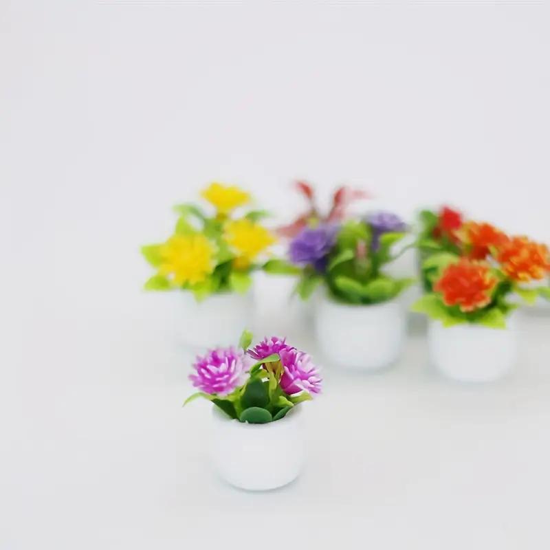 5pcs Mini Flower Pot Decorations Dollhouses Vibrant Artificial Flowers Home Decor Car Mini Flower Pots Holiday Gifts Party Favor
