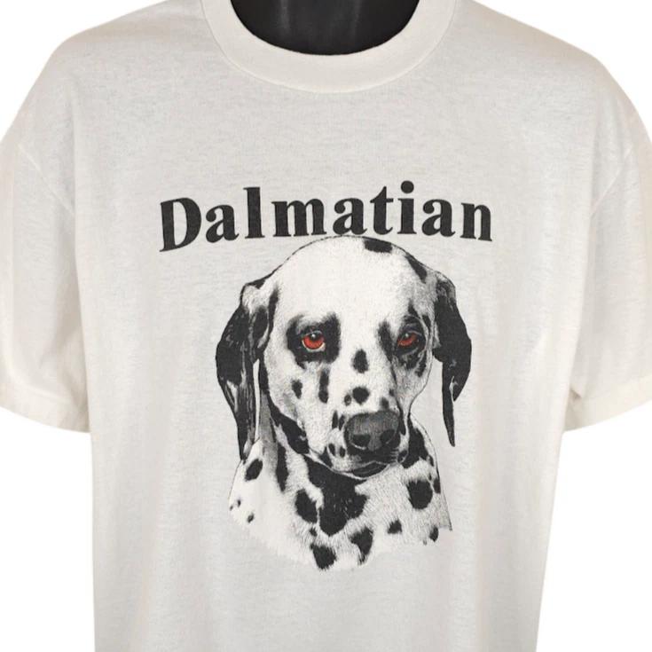 

Vintage Dalmatian Dog T Shirt Mens Size XL White 80s 90s Made In USA 2XL
