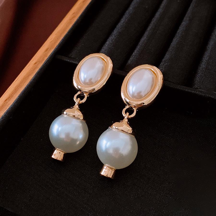 Silver Needle Zircon Pearl Tassel Earrings - Elegant Retro Design for Women