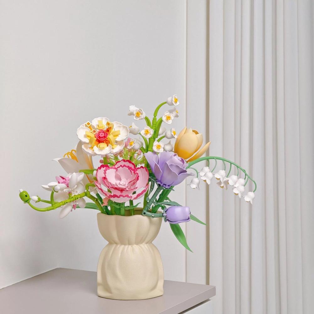 Solid Color Water Cultivation Vase Imitation Ceramic Flower Arrangement Vase Bouquet Vase
