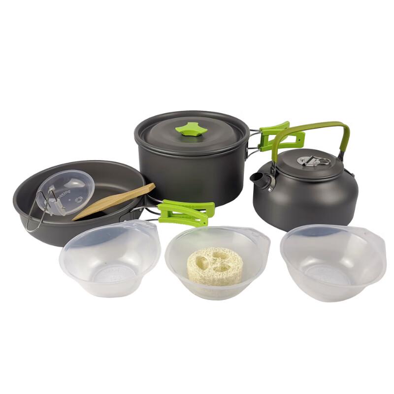 ZISIZ Outdoor Camping Cookware & Teapot Set (2-3 Person)