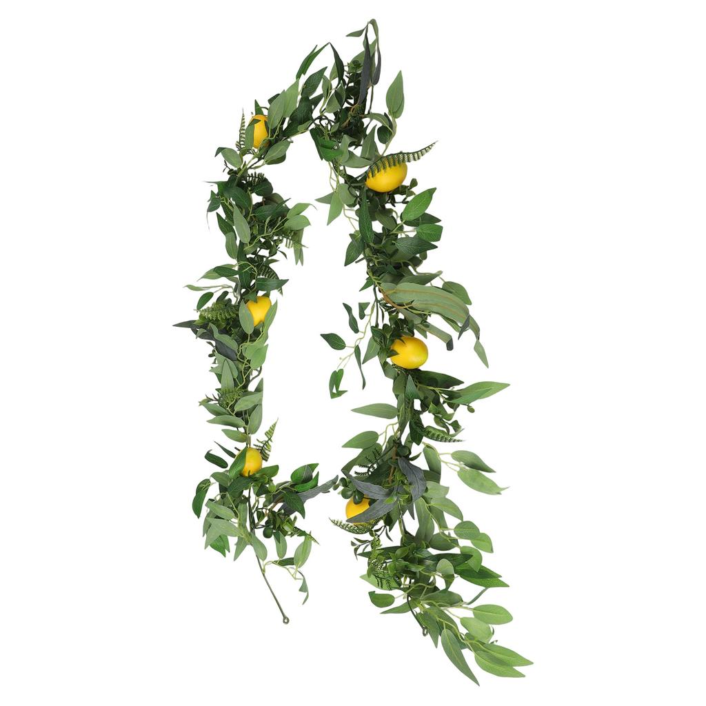 180cm Artificial Lemon Wreath With Green Plants Willow Leaf Lemon Vine Wedding Decoration Simulation Lemon Decoration Vine
