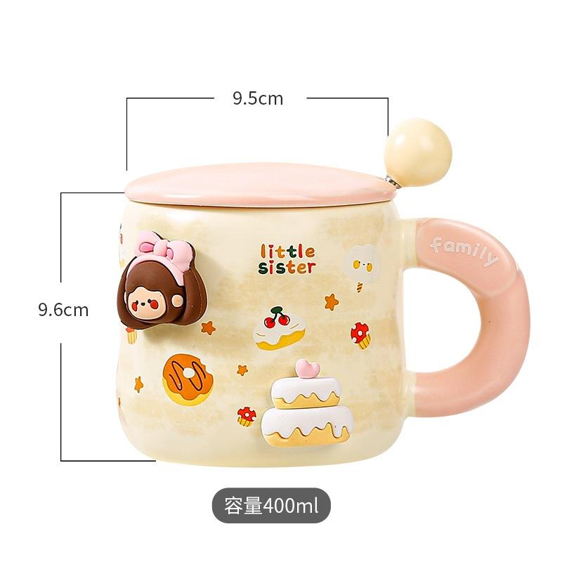 Birthday Gift Mug With Lid Spoon Cup High Value Girl Household Ceramic Drinking Cup Breakfast Coffee Cup