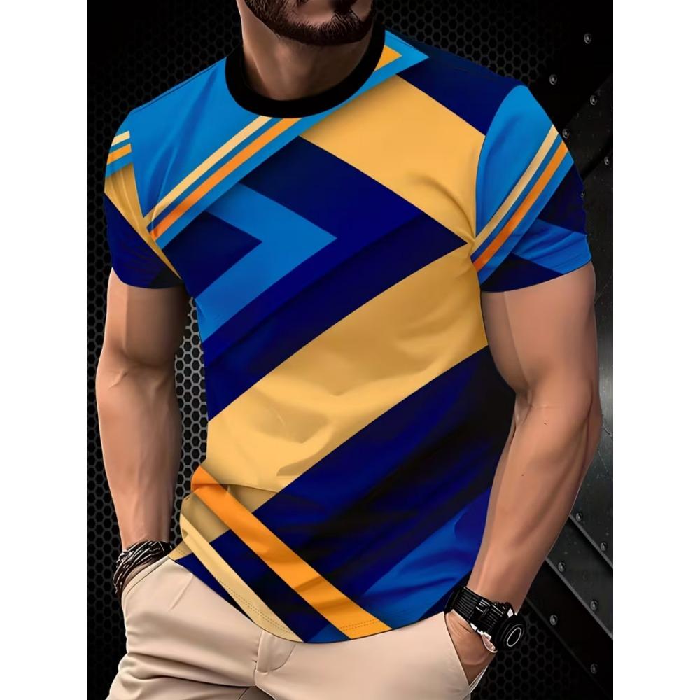 3D Print Mens O-Neck Short Sleeved Tee Street Daily Fashion T-Shirt for Men Vintage Summer Tops