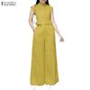 Women Sleeveless Vest Tops and Wide Leg Pants Summer Two Piece Suit Sets