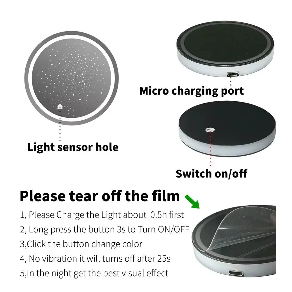 1/2PCS LED Car Cup Holder Lights, Light up Car Coasters for Cup Holders 7 Colors Changing USB Charging Mat Waterproof Cup Pad