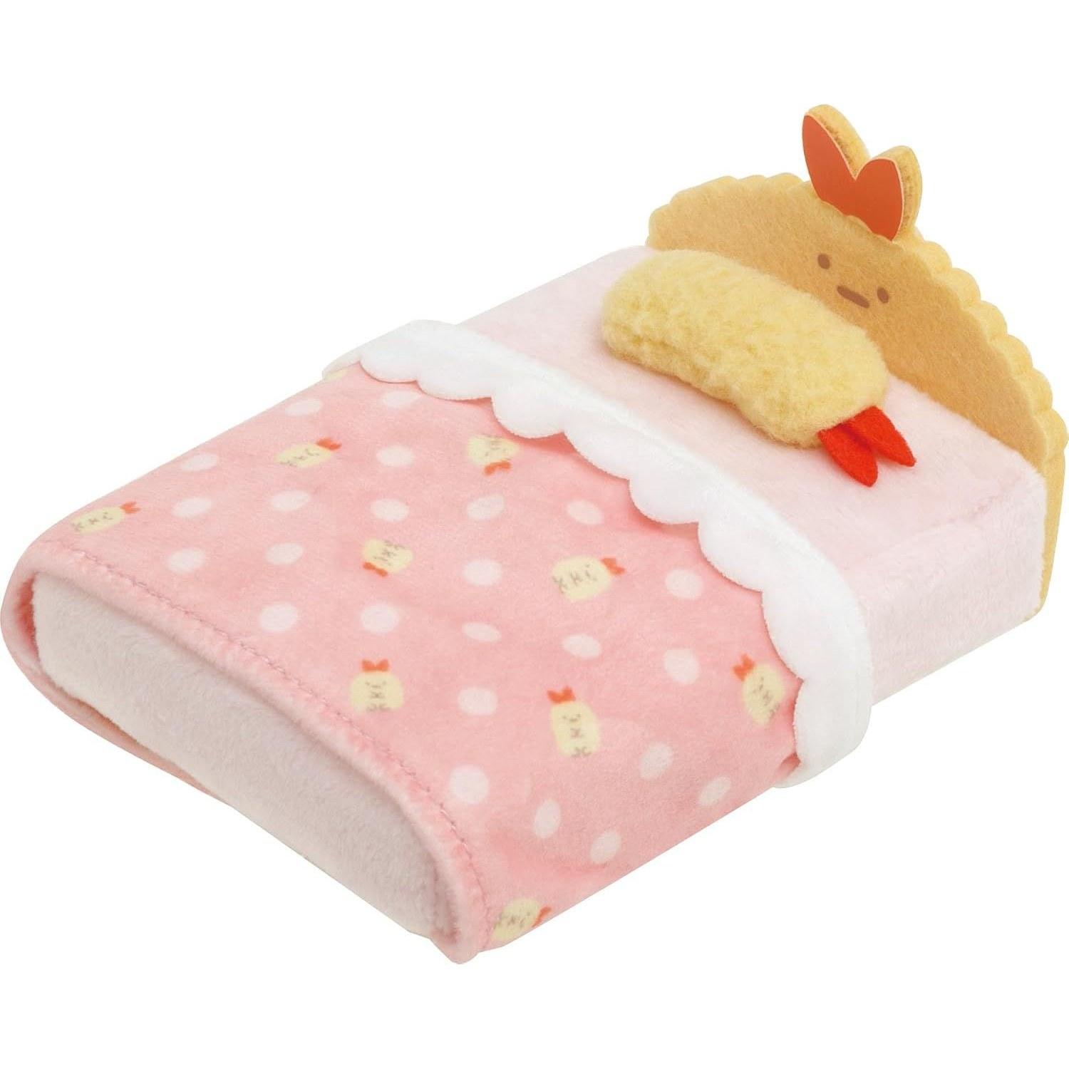San-X Sumikko Gurashi Tenori Plush Toy Ebi Fry no Shippo Bed MO22101 H6W9D11.5cm
