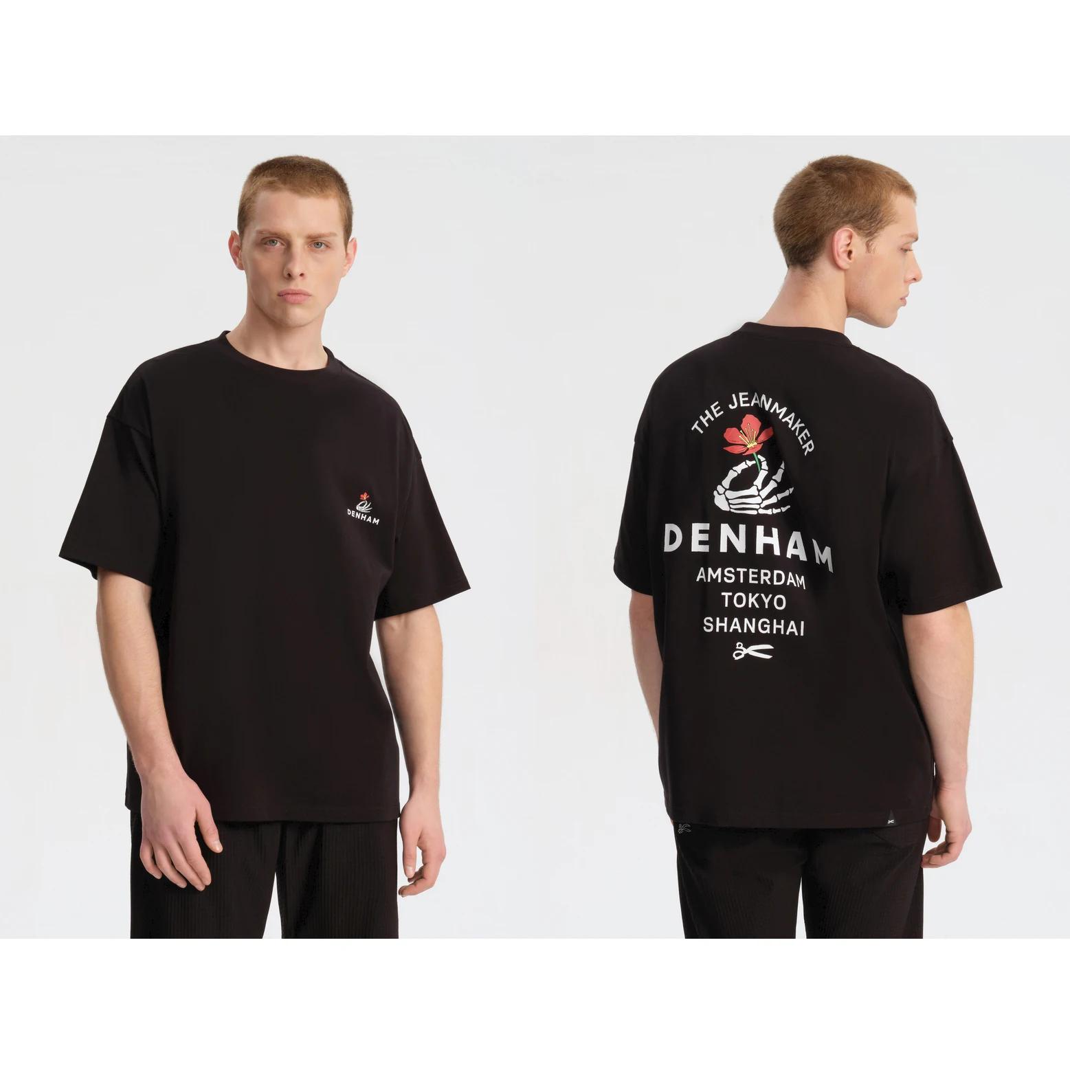 ZheXiong TEE 2024 Nieuw Zomer Nieuw DENHAM Print 100% Katoen T-shirt Heren Klassieke Mode Katoen Oversized Top Zomer Harajuku O-hals T-shirt M