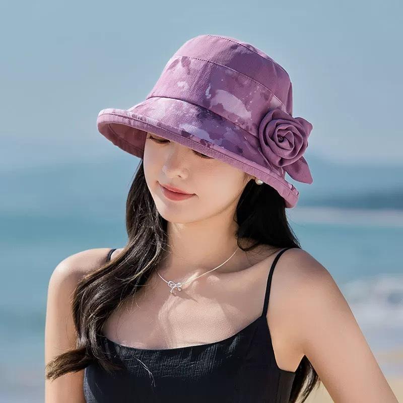 JYL TS DIY Шляпа-ведро для пожилых с оборками Защита от солнца Хлопковая ткань Purple_M(56-58cm） baby голубой