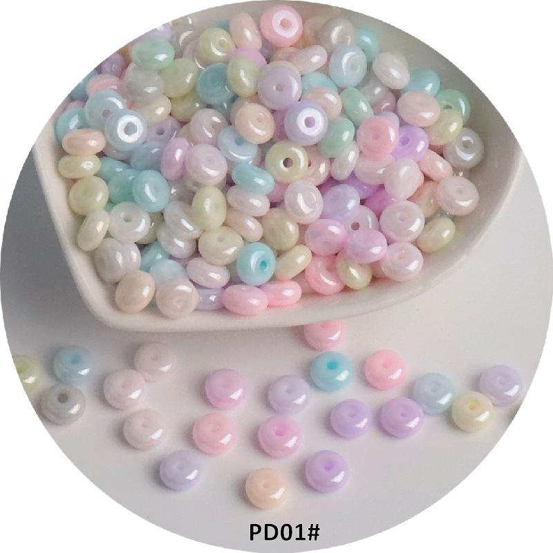 6mm Cream Macaron Pearlescent Glass Abacus Beads for DIY Jewelry & Hair Accessories
