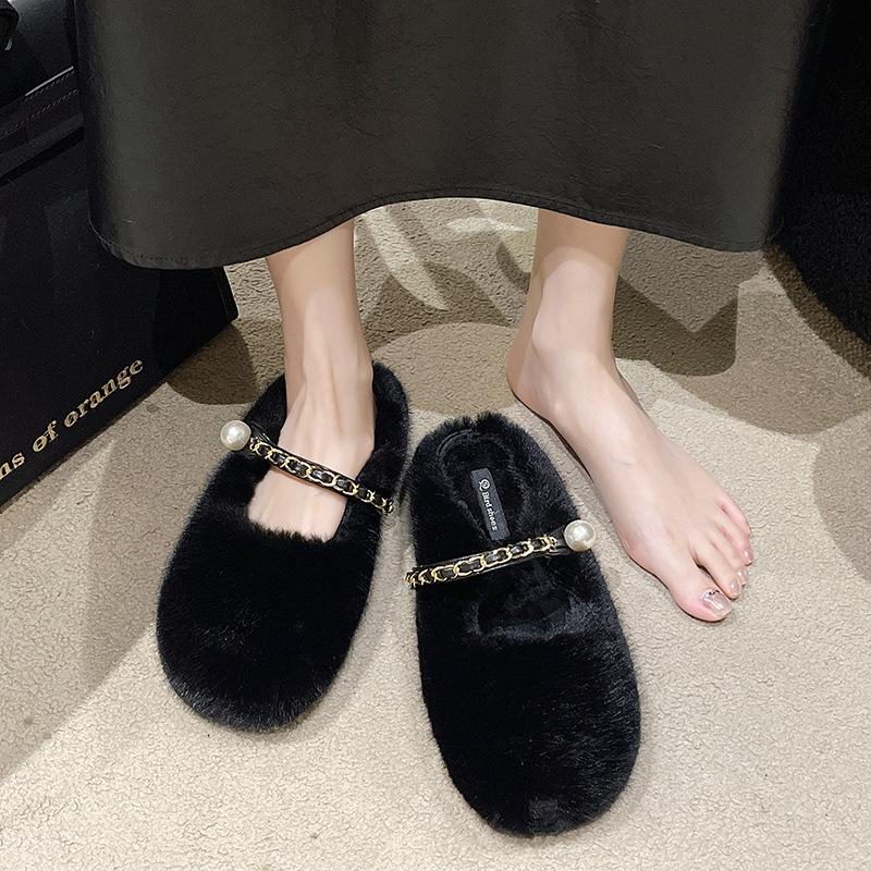 Mao Mao Shoes for Women To Wear In the Autumn and Winter of 2025, the New Korean Version of Flat-bottomed Velvet Doudou Shoes, Cotton Ladyshoes for P