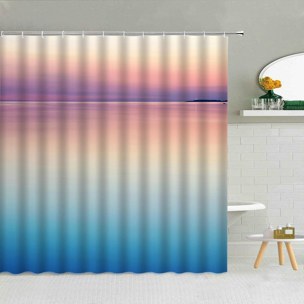 Blue ocean underwater beach scenery shower curtain dolphin turtle whale animal bathroom decoration hook curtain