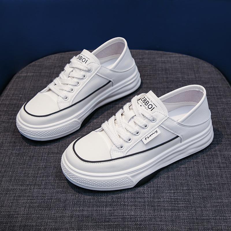 Lazy Two Wear Little White Shoes Women's Autumn New Versatile Flat-bottomed Casual One-pedal Board Shoes