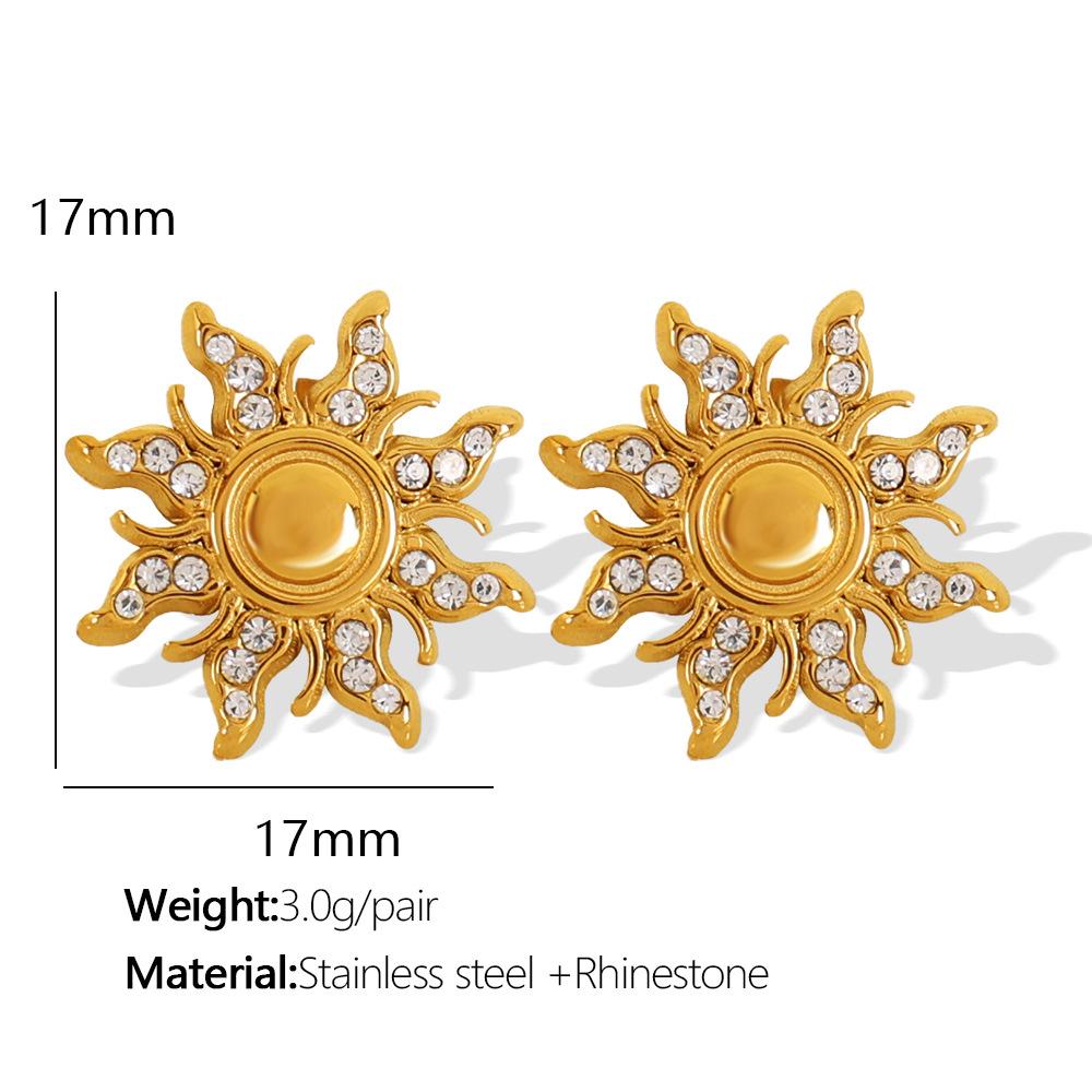 

Hot-selling titanium steel oil-plated gold-plated earrings, high-profile design sunflower pendant, earrings, European and American studs.