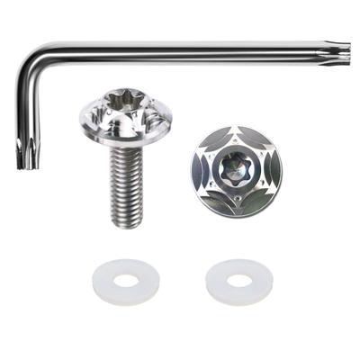HiLiBoom M6 Diebstahlschrauben Titanlegierung Schneeflockendesign Autokennzeichenschrauben Set mit 2 (Silber)