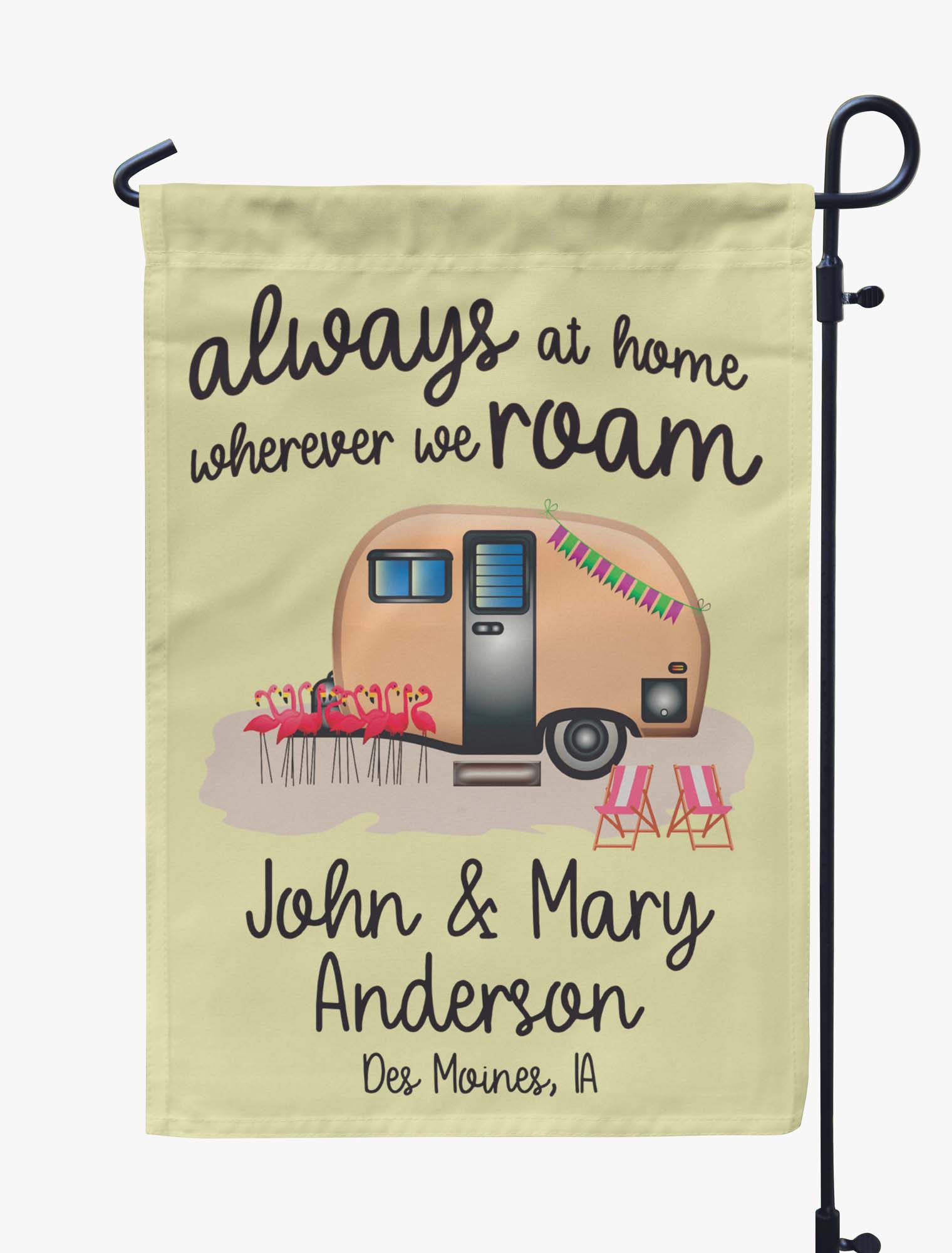 

Printtoo Tan Always At Home Wherever We Roam Retro Camp Trailer CampingA FlagsA For Campers Personalized Double SidedA Flag Outdoor Decor Sign 12.5 x 18 Inches дубильная кора
