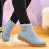 New Autumn and Winter Large Size Women's Shoes, Belt Low Heel Solid Color, Buckle Casual Boots, Short Martin Boots