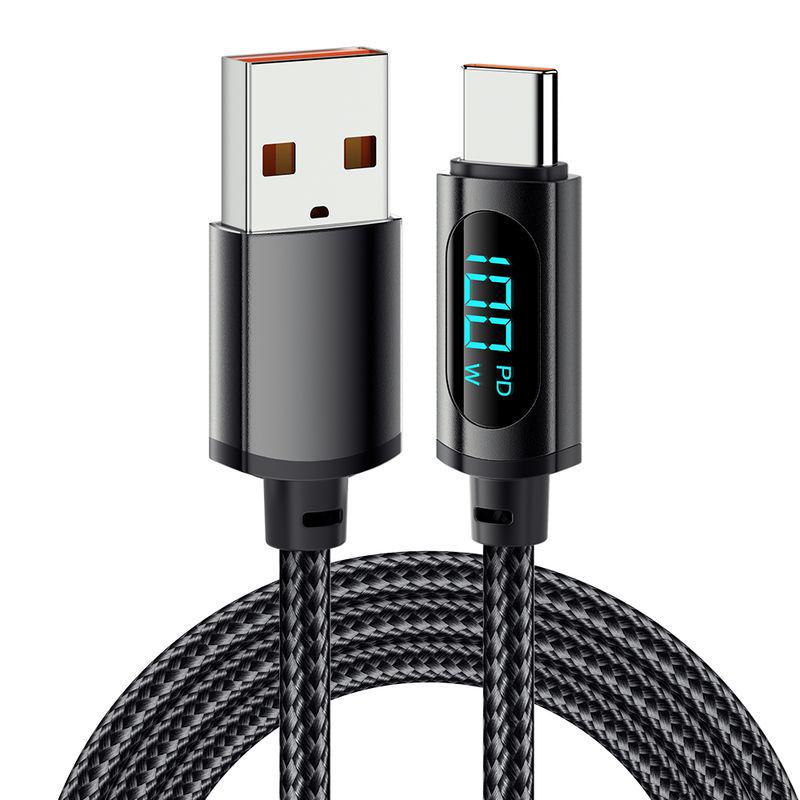 PD100W Type-C To Type-C Fast Charging Cable with Digital Display for Phones and Laptops