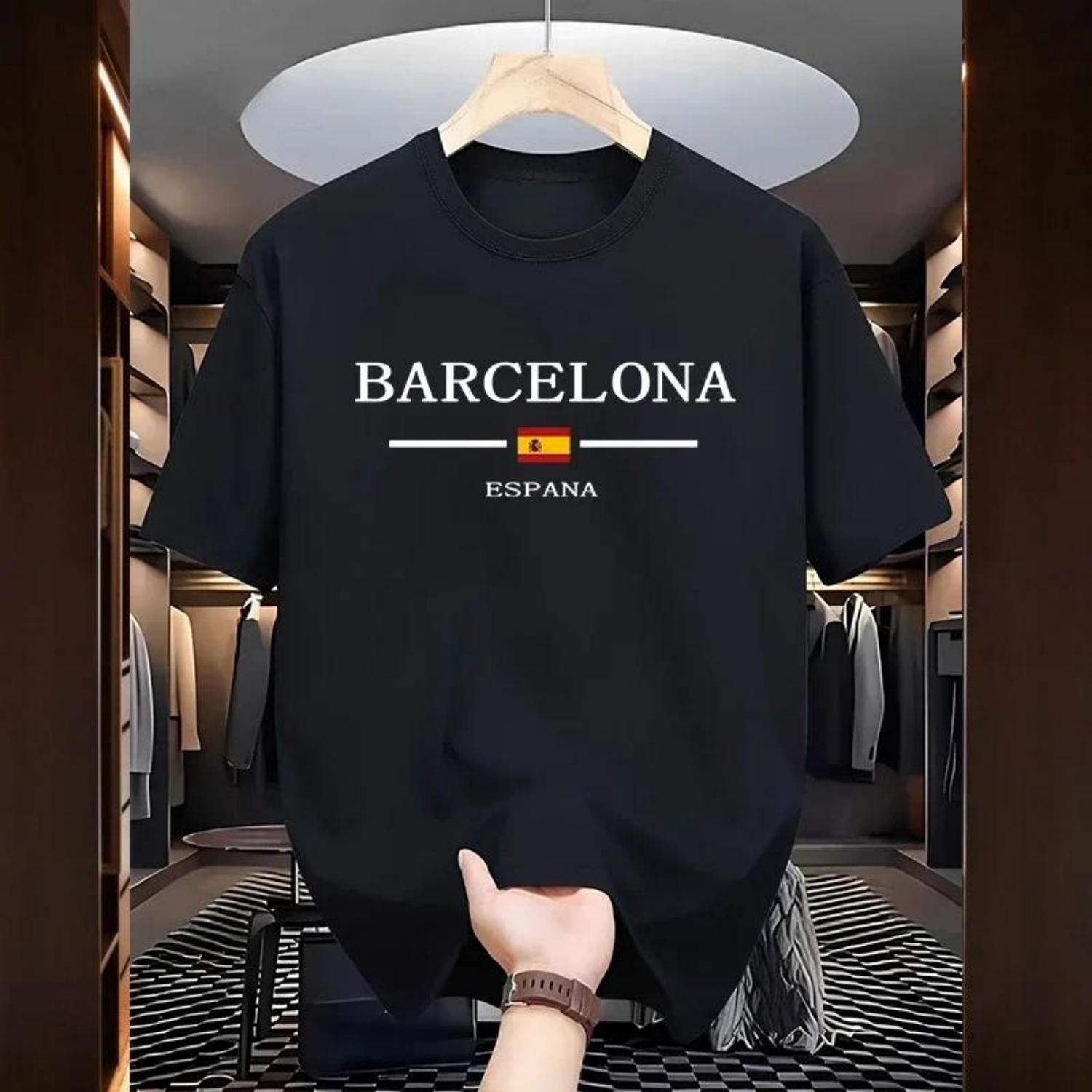 

Summer Fashion Men s T-shirt Barcenola Printed 100% Cotton Casual Loose Short-sleeved Soft and Breathable Top T-shirt for Men XXXXXL