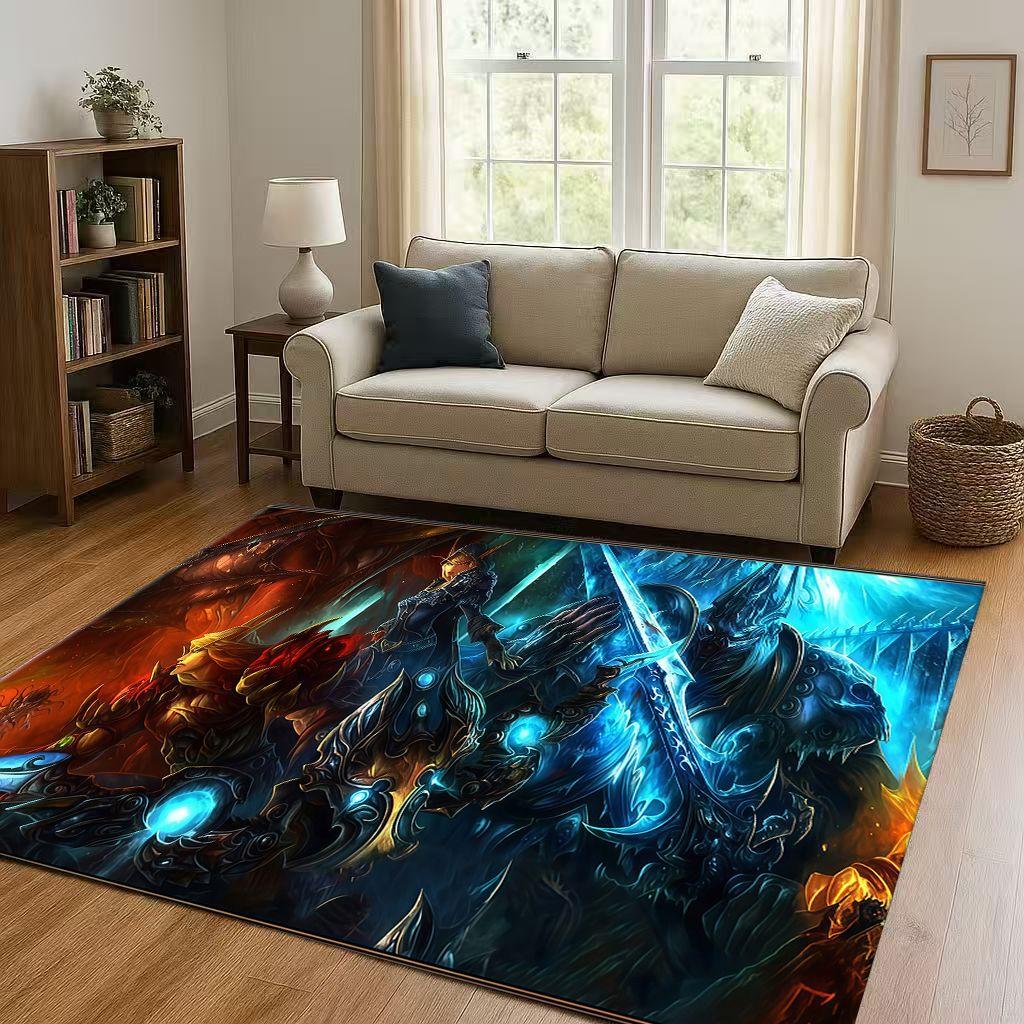 3D WOW World of Warcraft Game Demon Hunter Arthas Living Room Non Slip Area Rug Carpet for Bedroom Playroom Sofa,Home Doormat