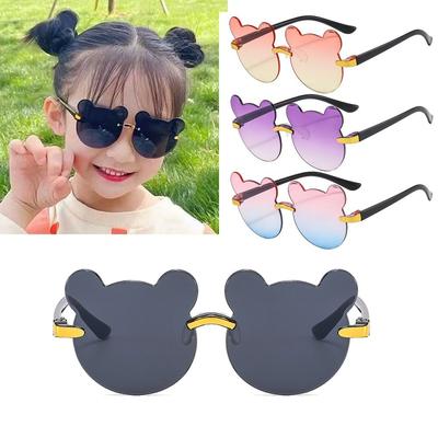 Cute Cartoon Bear Kids Sunglasses Outdoors Hd Lens Children Rimless Sun Glasses Uv385 Beach Eyewear For Boys Girls