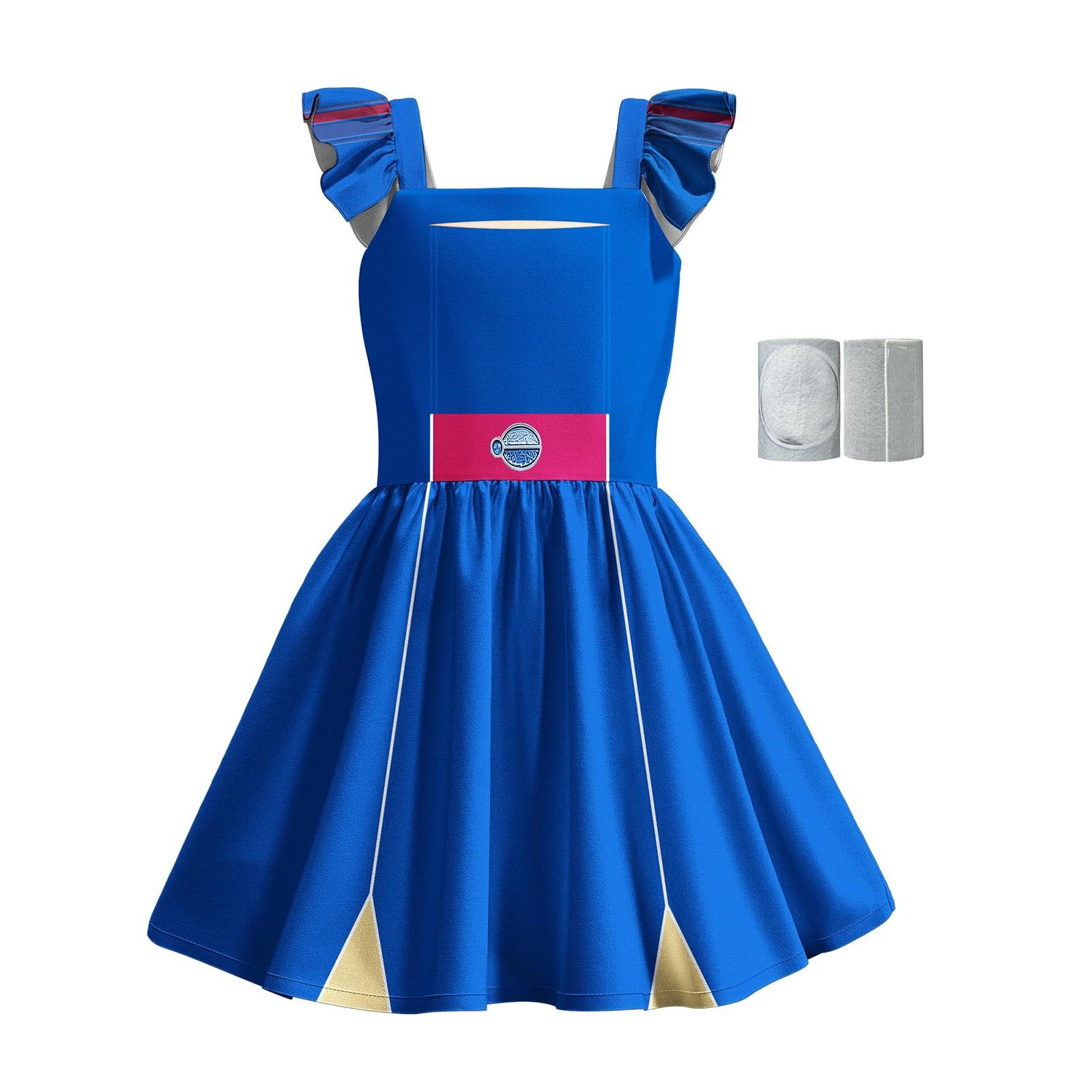 

Детский костюм Костюм невесты-зомби для косплея Костюм для выступления Маскарадный костюм 160 синий