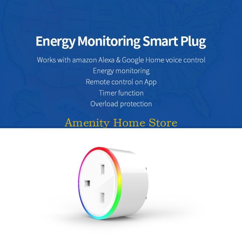 F26C Wifi Socket Plug Outlet Switches with Dimmable RGB Light EU UK US Phone Voice Control Wireless Plug Replacement