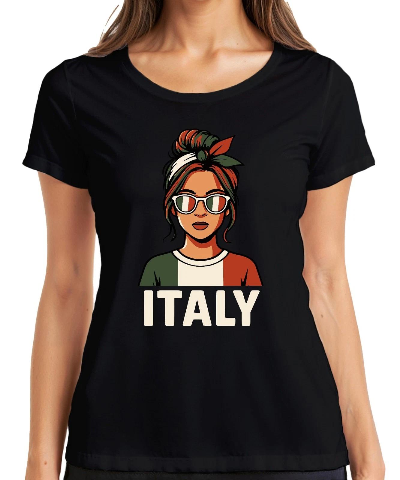 Italienerin Sonnenbrille Flagge Retro Urlaub Fan Reise Italien Damen T-Shirt XS