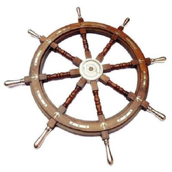 Nautical Marine Wooden Ship Rudder Anchor Pirate Wall Decor 91.44cm