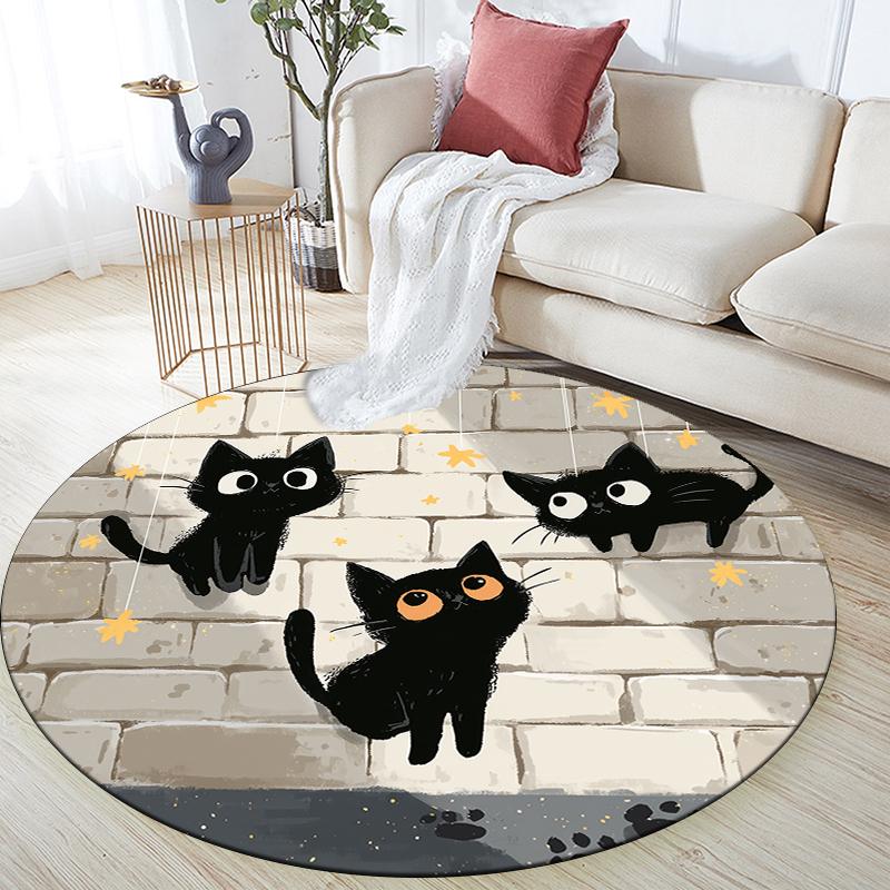 Cartoon Animal Pattern Round rug,Carpet Rug for Living Room Bedroom Sofa Playroom Decor,Non-slip Floor Mat,Holiday Gifts and Birthday Gifts.