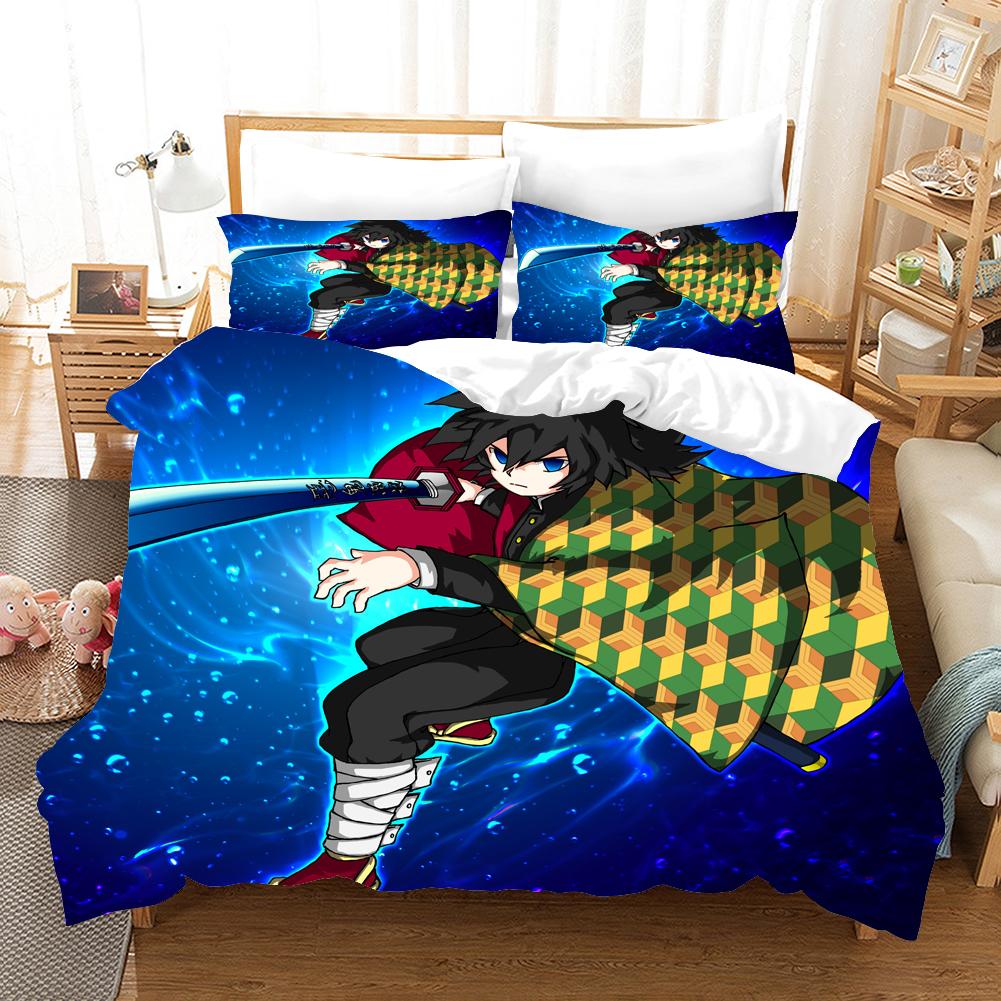 Cartoons Demon Slayer 2_3pcs Bedding Sets Duvet Cover Set With Pillowcase Twin Full Queen King Bedclothes Bed Linen Home Textile