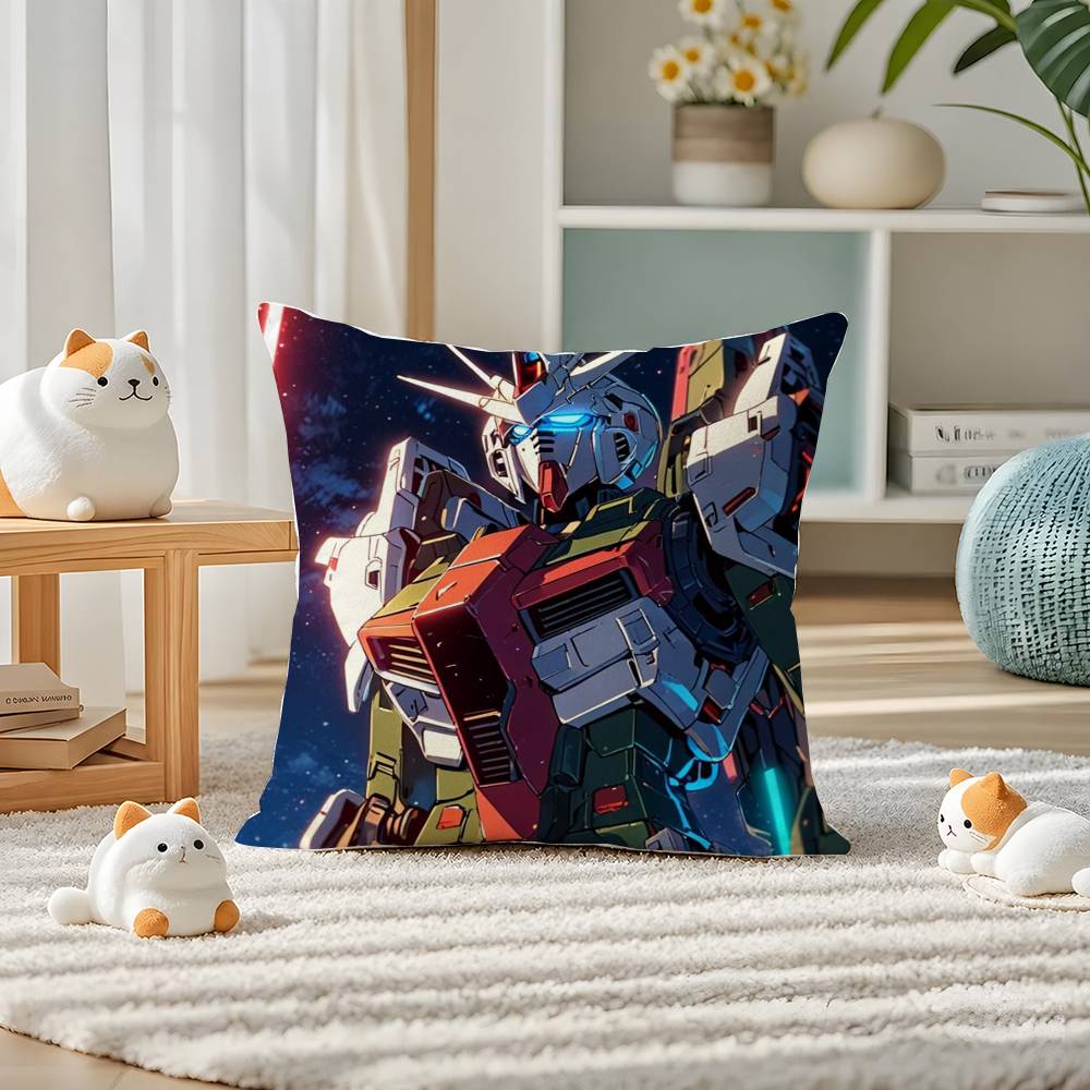 Mobile Suit Gundam Turn A Gundam Anime Plush Pillow Cover Soft Short Plush Cushion Cover For Sofa Bedroom Home Decor Gift