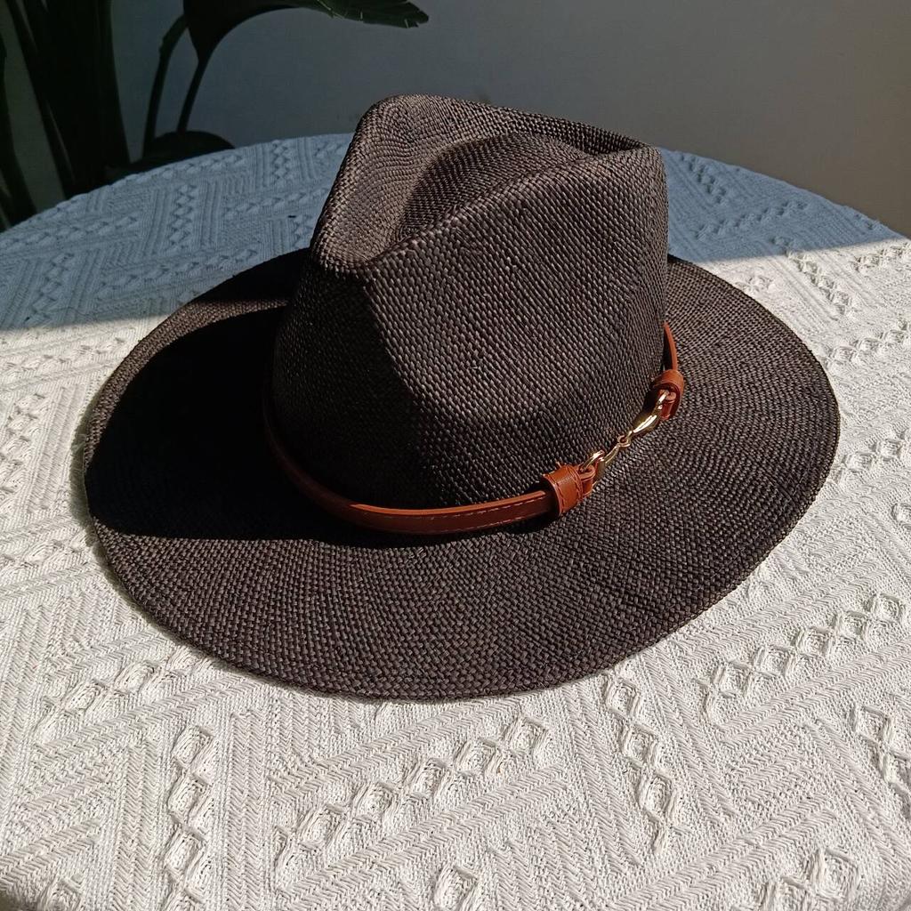 Summer straw hat 2025 new treasure grass material jazz ladies straw hat outdoor travel sun protection beach sun hat