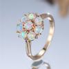 Trendy White Opal Flower Vintage Fashion Gold Color Wedding Bands Engagement Rings For Women Men Minimalist Jewelry