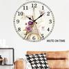 30CM Silent Wall Clock,Vintage Pattern Wooden Cardboard Wall Clock, European Retro Clock for Chic Home Office Cafe Decor
