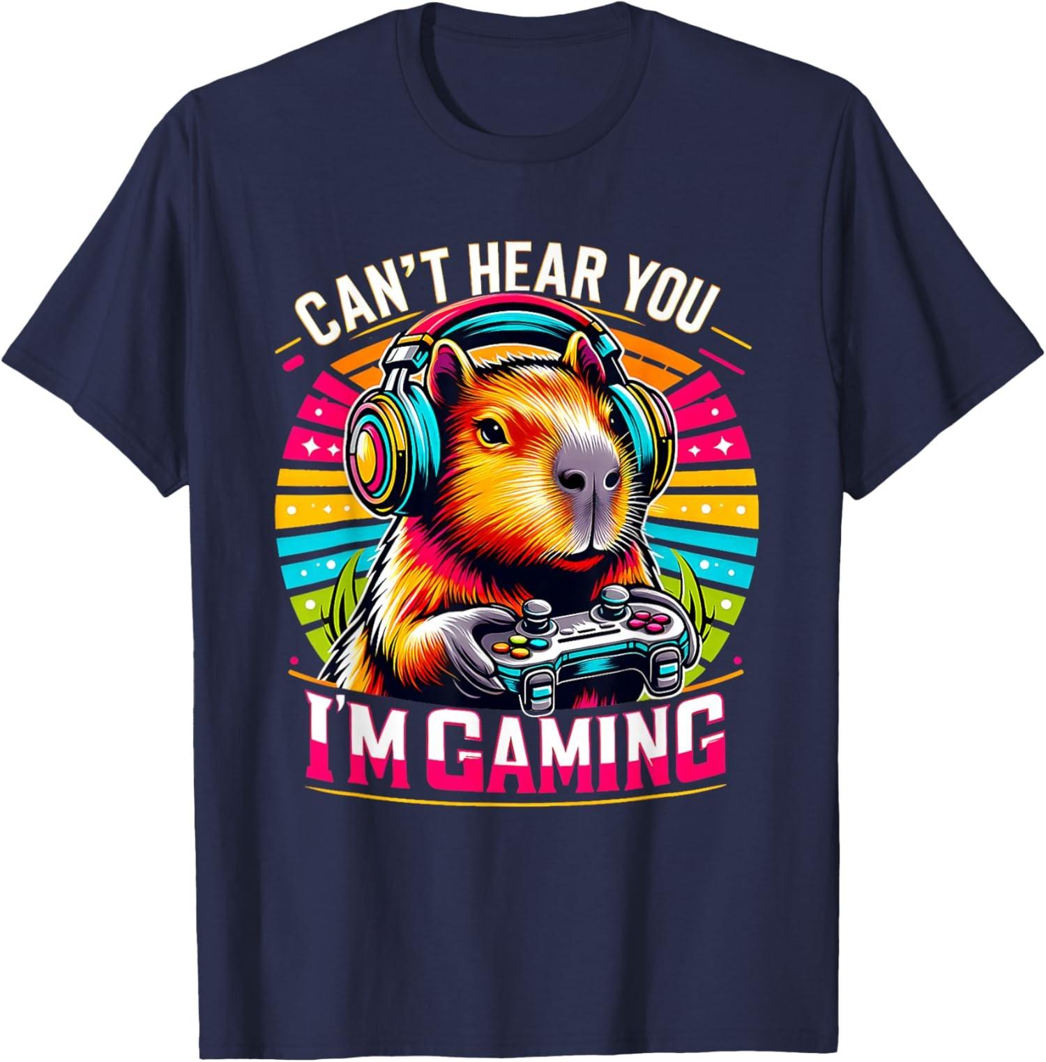 Cant Hear You Im Gaming Capybara Unisex T-Shirt S разноцветный