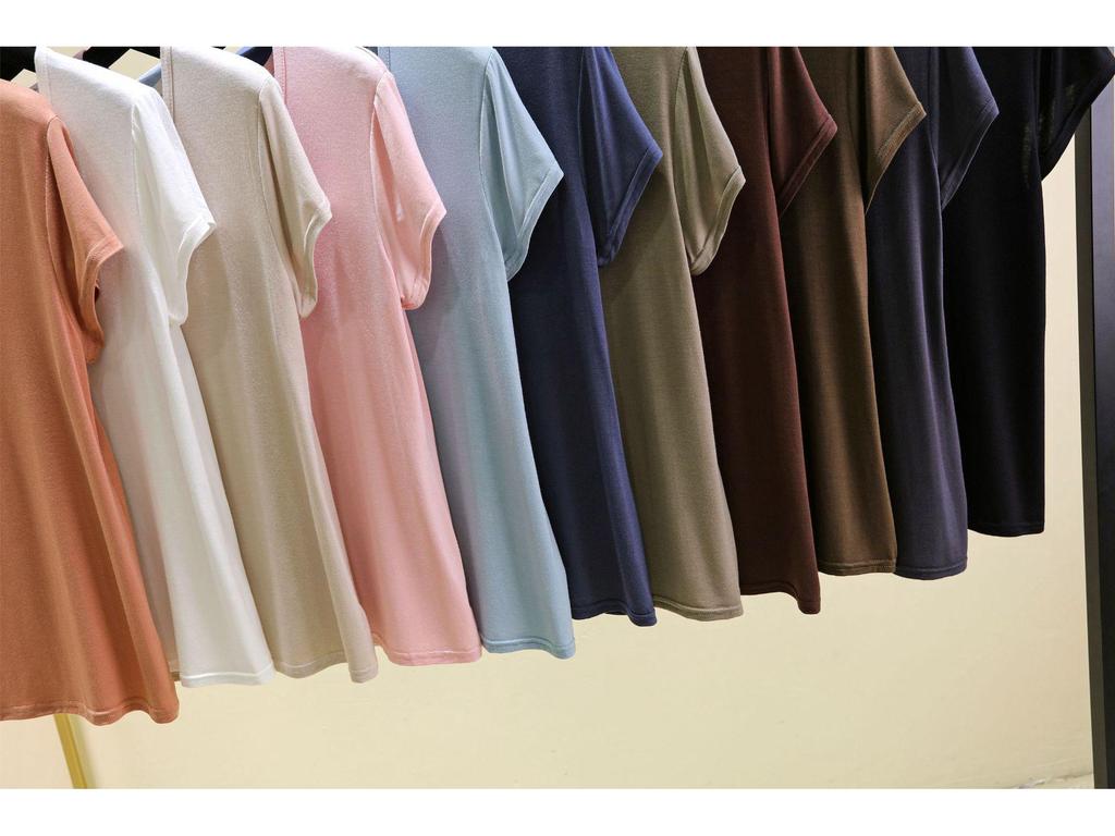 Women's Summer Modal Short Sleeve Oval Neck T-Shirt - Solid Color, Casual, Loose, Slimming, Versatile Top