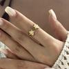 Stainless Steel Gold Color Starfish Shell Opening Rings For Women Men Vintage Geometric Metal Texture Finger Ring Party Jewelry