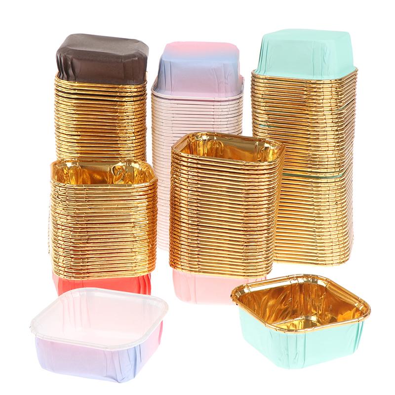 Square Cupcake Paper Oil-Proof Chiffon Roll Cake Cup Baking Muffin Mold Holder