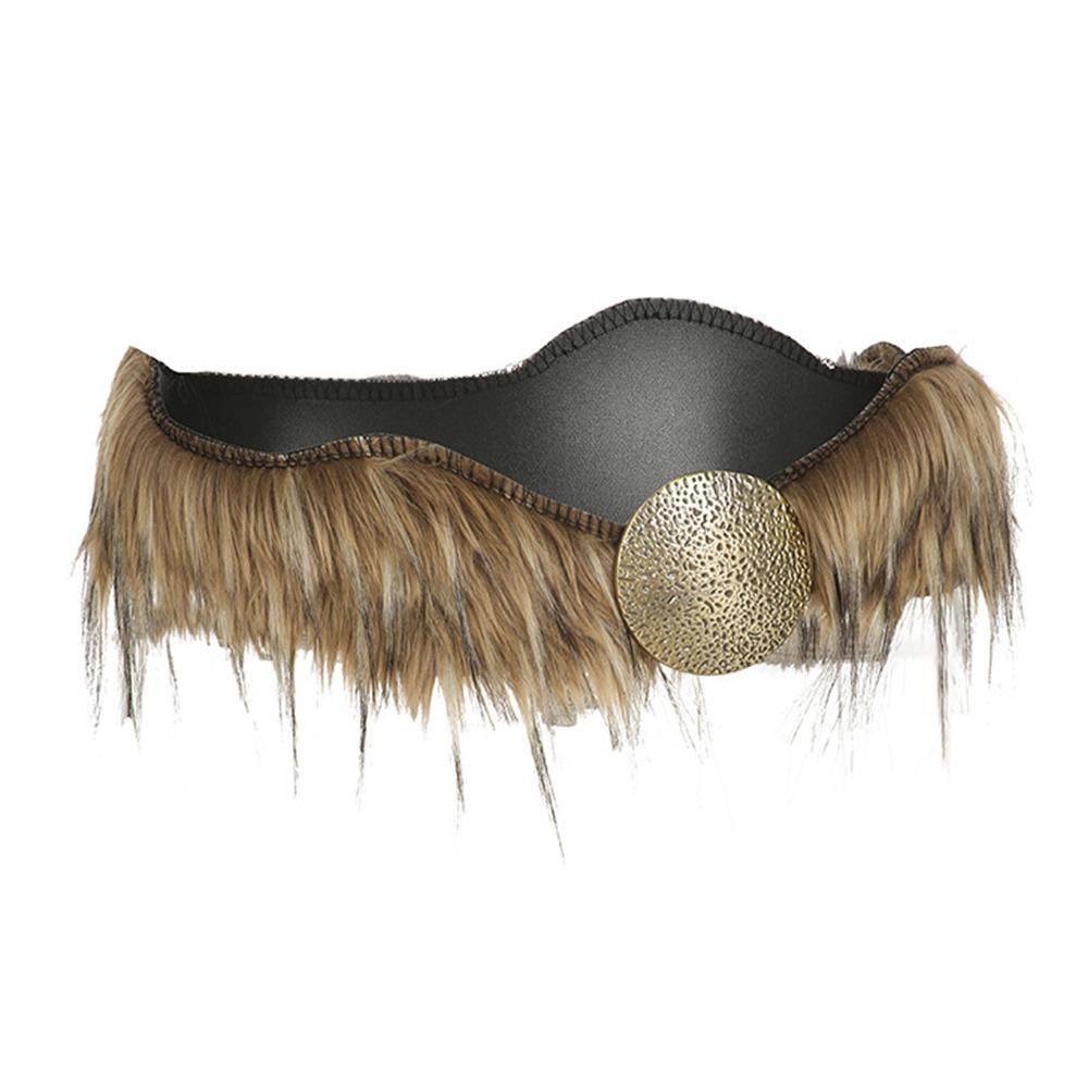 Fluffy Plush Waist Chain PU Leather Hiphop Jeans Belt New Waistband  Jeans Pants Decor